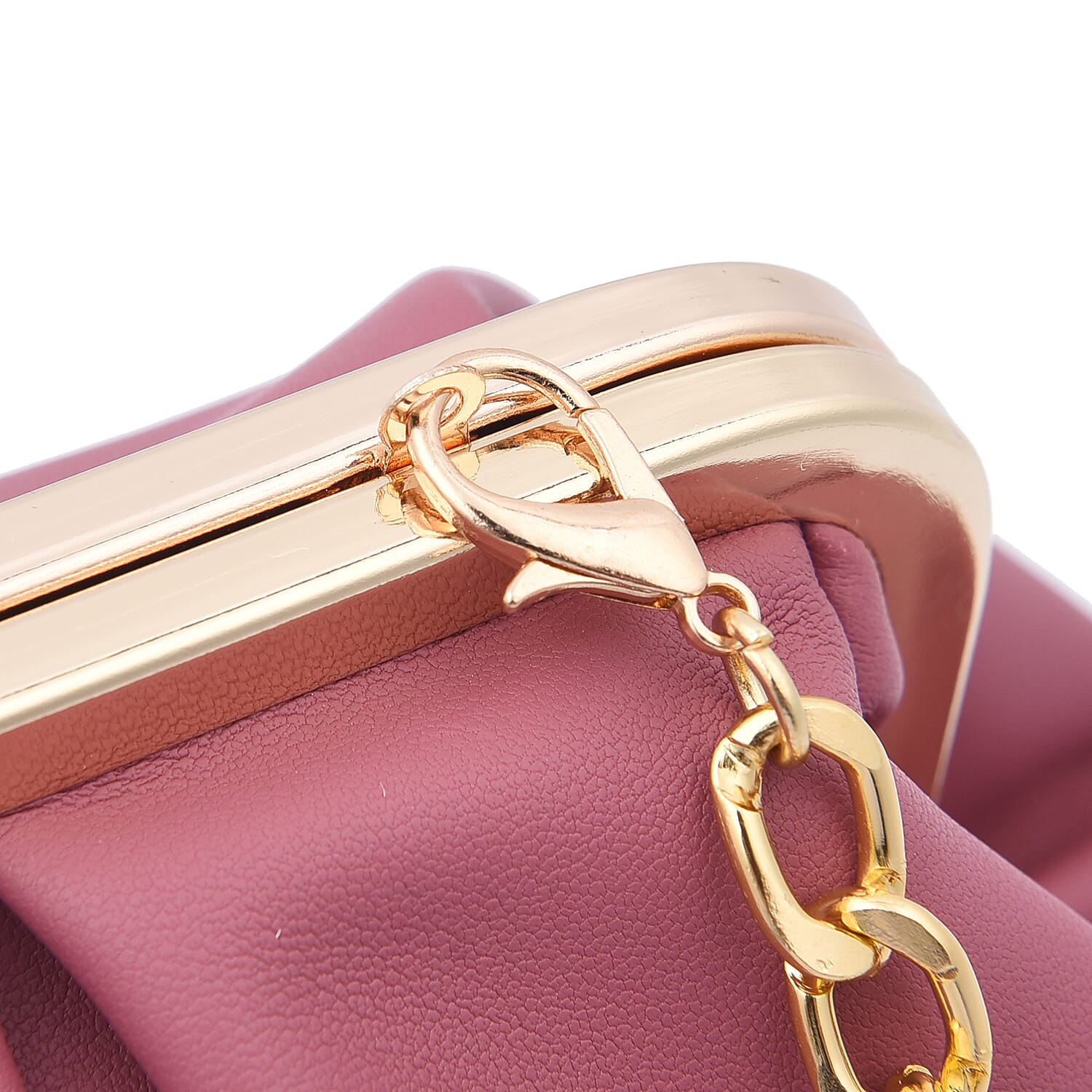 Clutch Bag with Metallic Lock and Long Chain Strap (Size 28x18x9Cm) - Cerise Pink