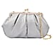Clutch Bag with Metallic Lock and Long Chain Strap  - Silver
