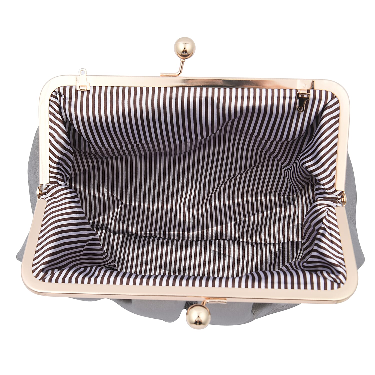 Clutch Bag with Metallic Lock and Long Chain Strap (Size 28x18x9Cm) - Silver