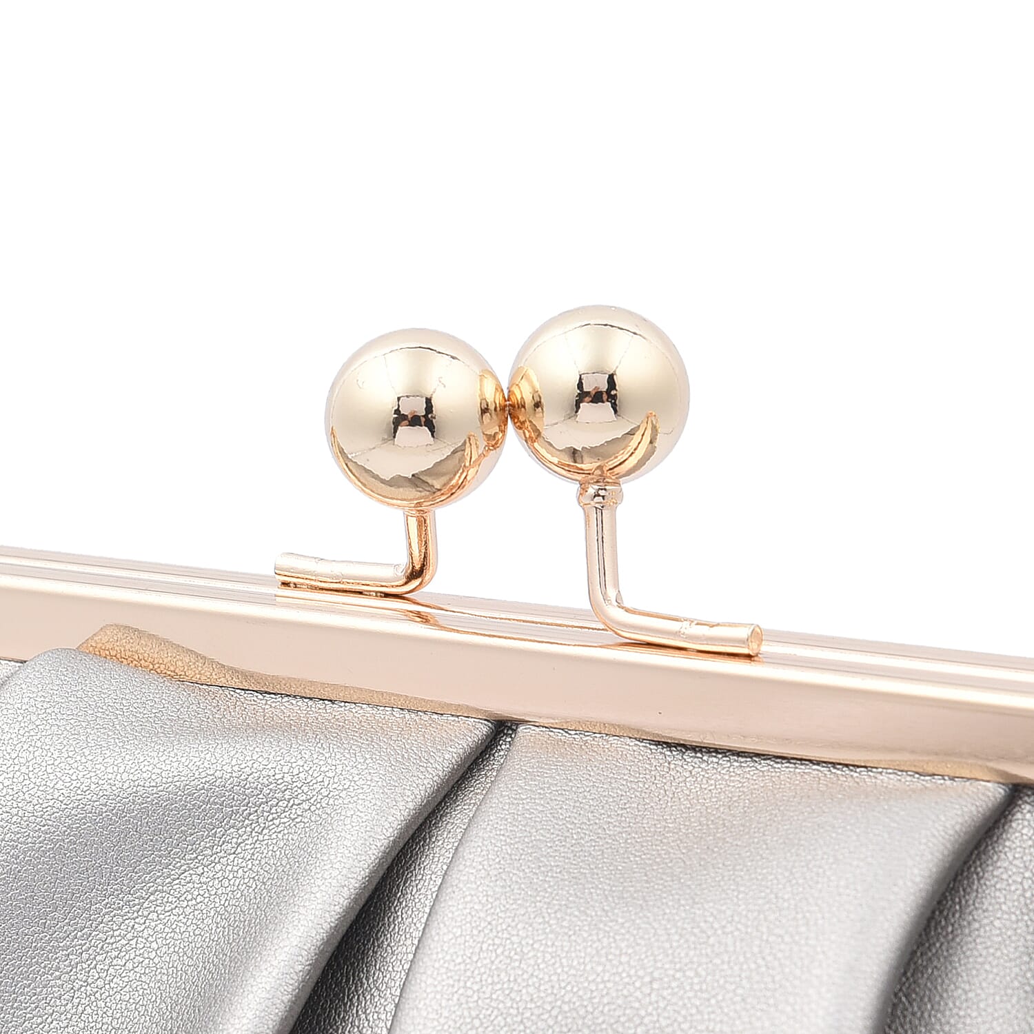 Clutch Bag with Metallic Lock and Long Chain Strap (Size 28x18x9Cm) - Silver