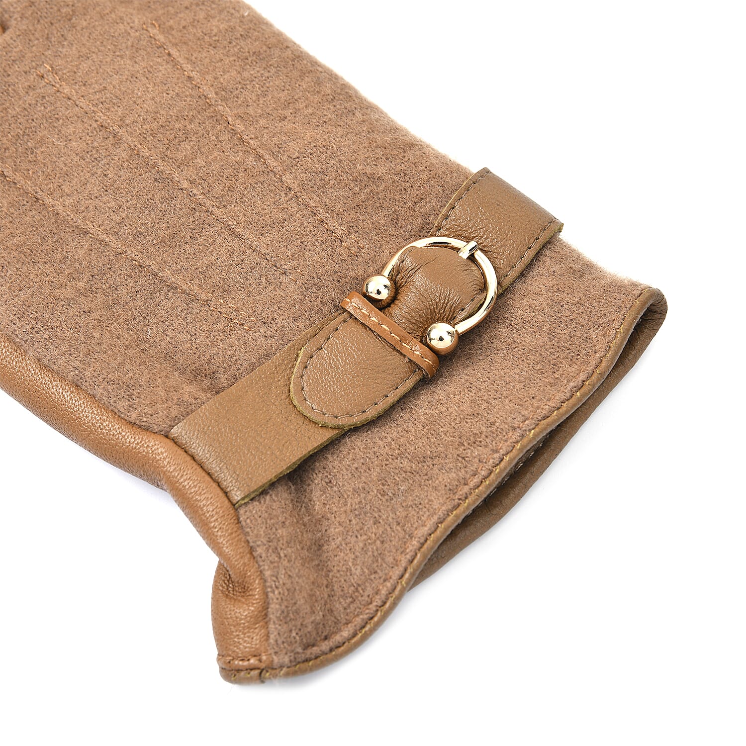 100% Genuine Leather Gloves (Size 21x10cm) - Khaki