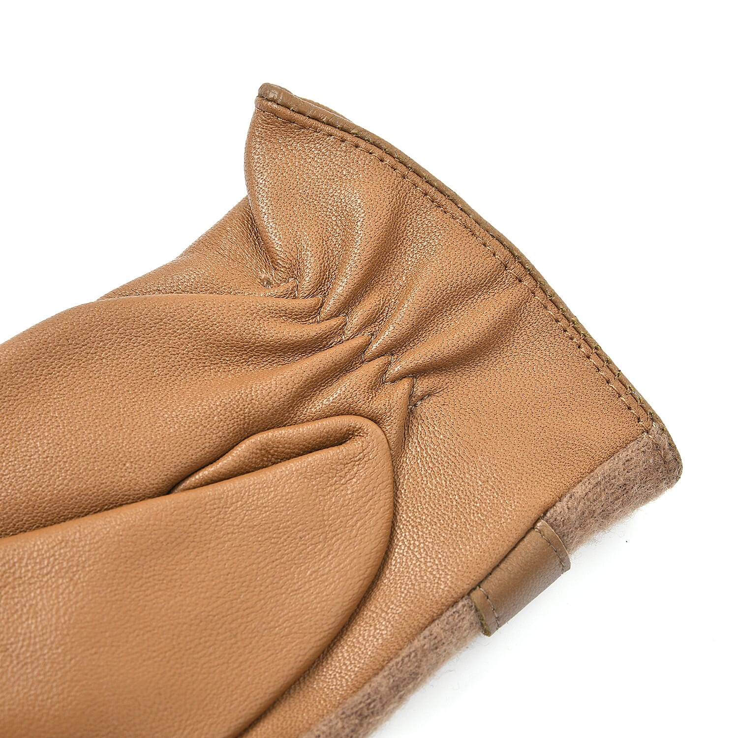 100% Genuine Leather Gloves (Size 21x10cm) - Khaki