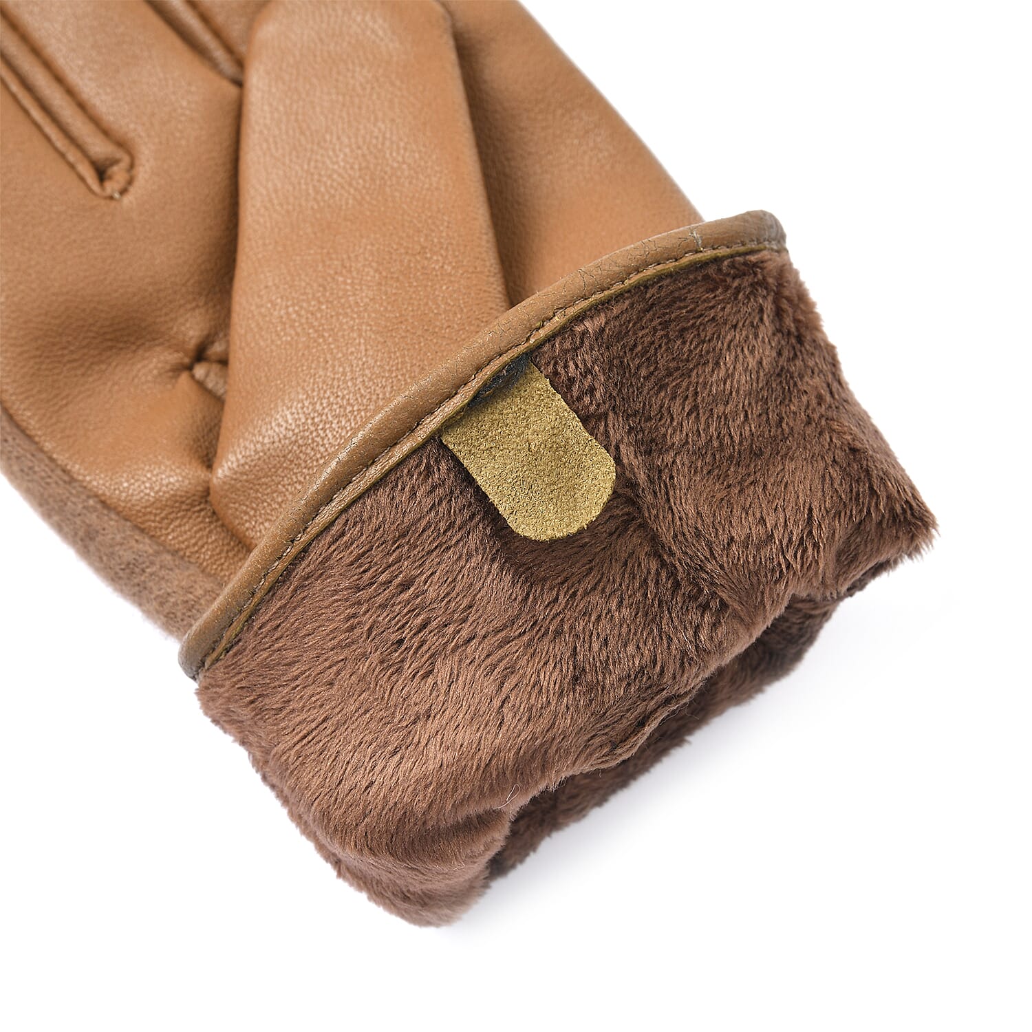 100% Genuine Leather Gloves (Size 21x10cm) - Khaki