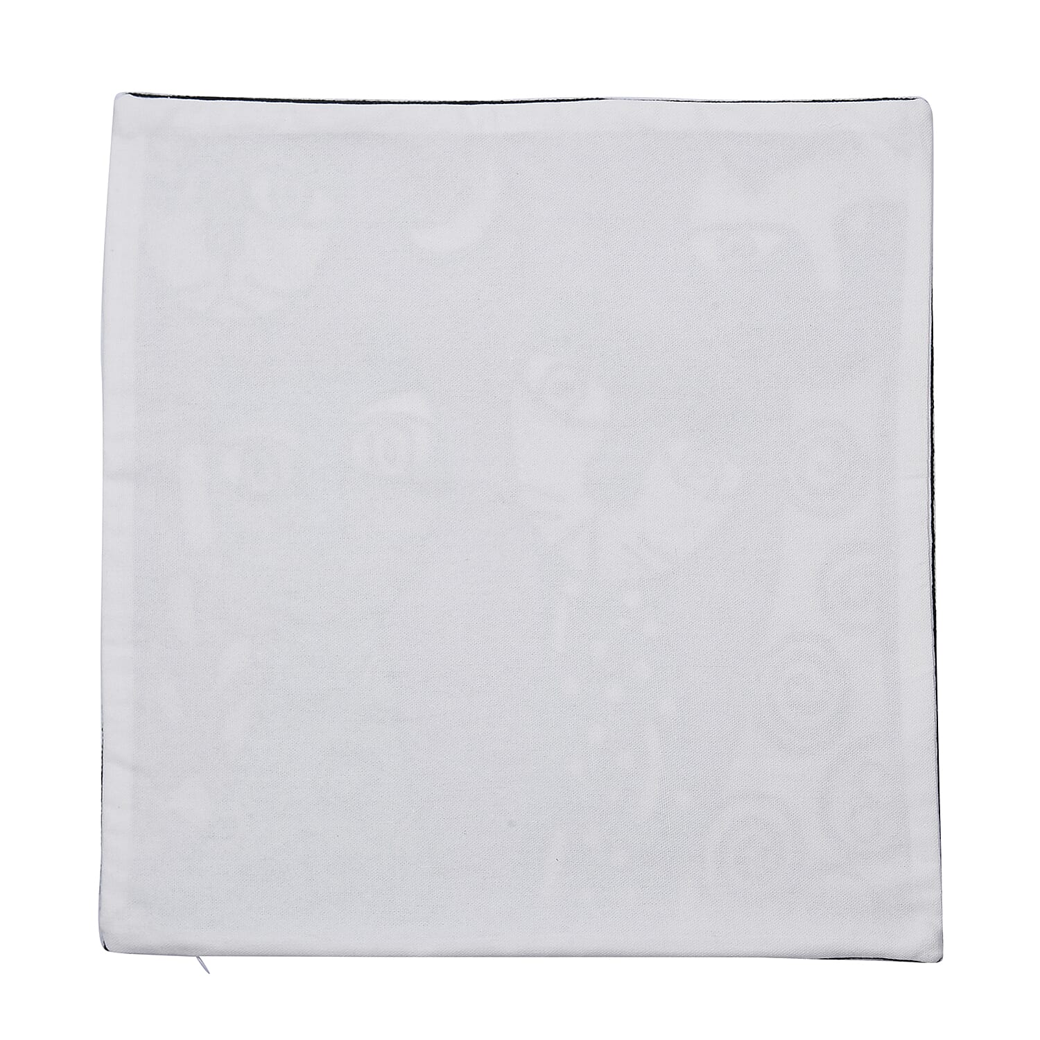 100% Cotton Fully Embroidered Cushion Cover with Zipper Closure (Size 45 cm) - Blue, Yellow & White