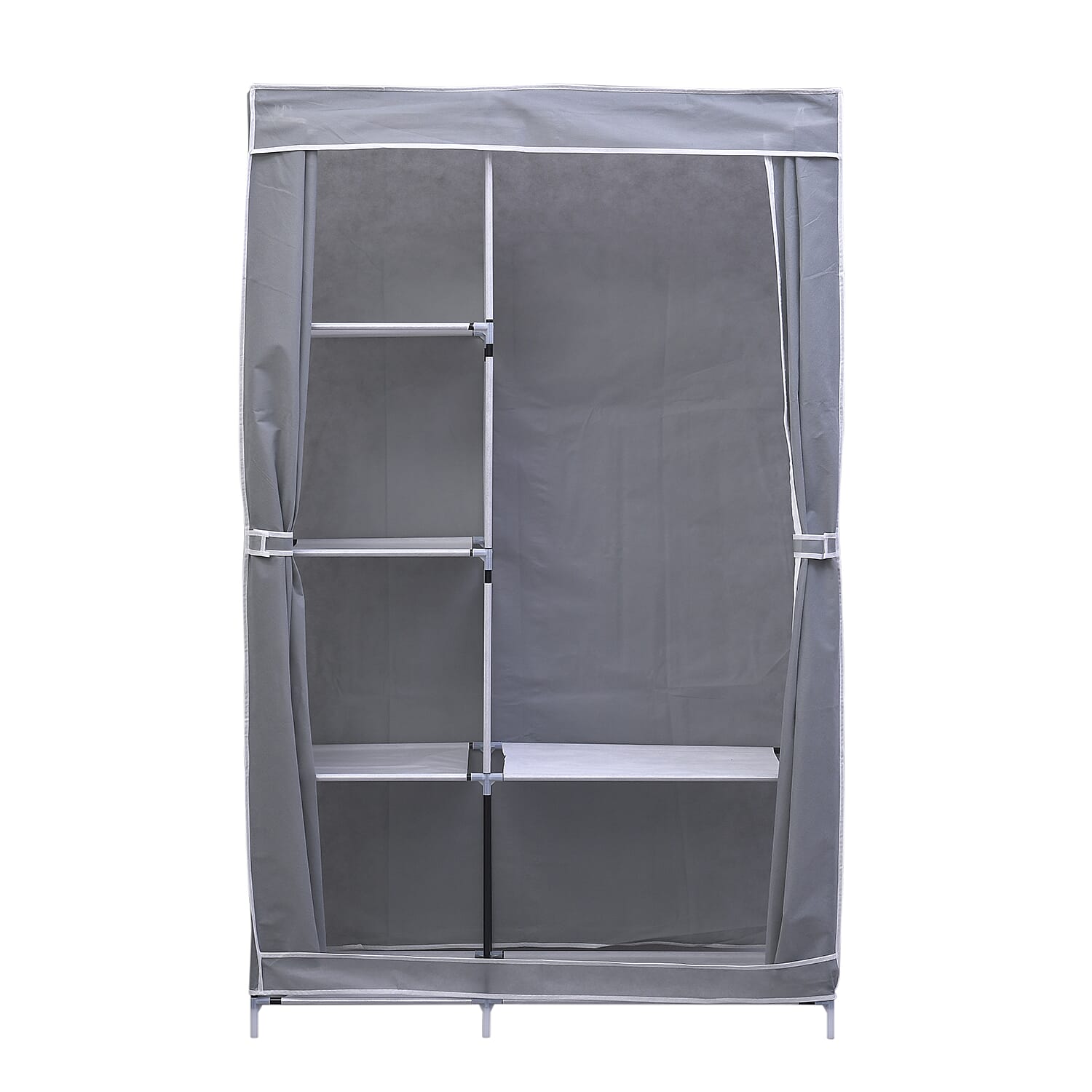 Collapsible wardrobe with Zippered and 1 Outer Pockets (Size 150x70x45 Cm) - Grey