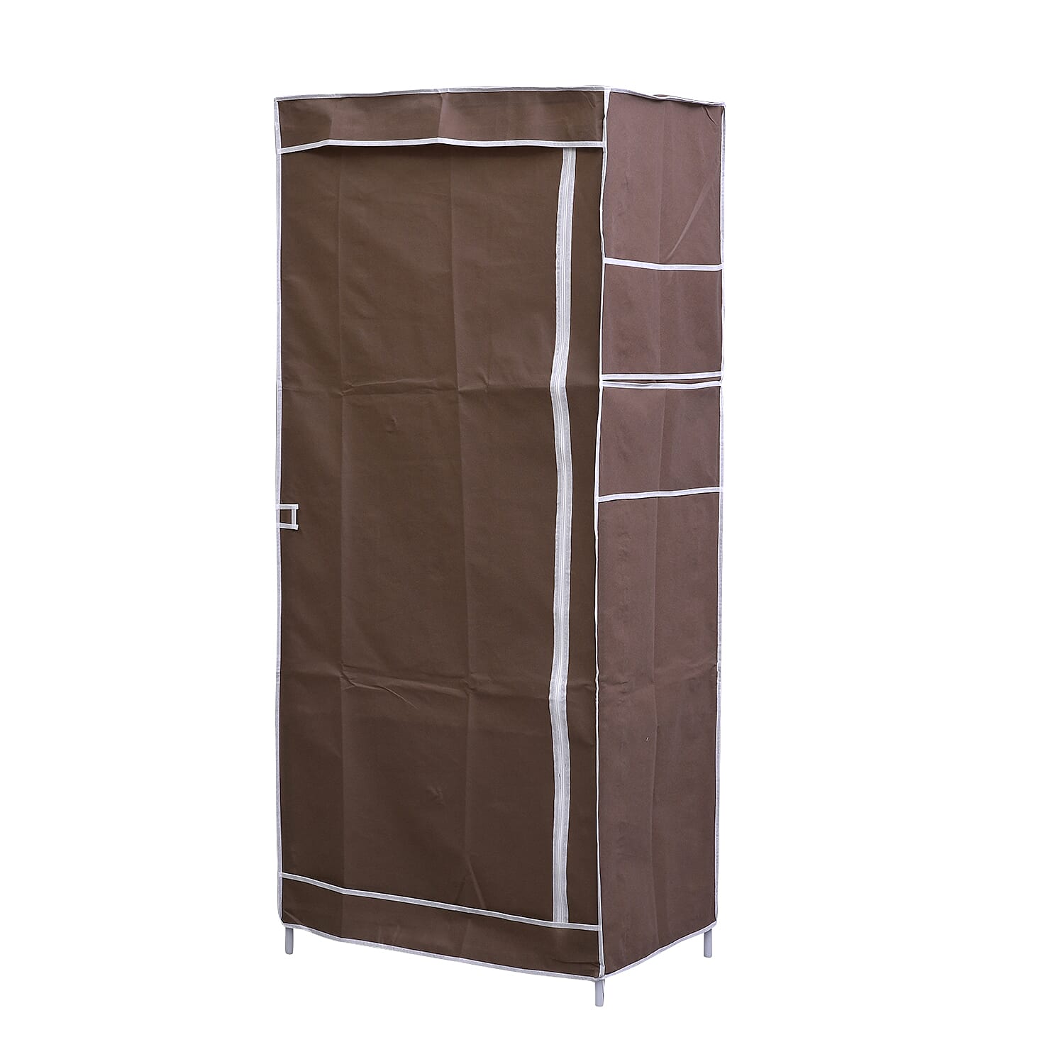 Collapsible Wardrobe with Zippered and 1 Outer Pockets (Size 146x68x53 Cm) - Coffee