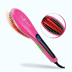 Procabello: Hair Straightening Brush Heated Ceramic Straightener Comb - Pink