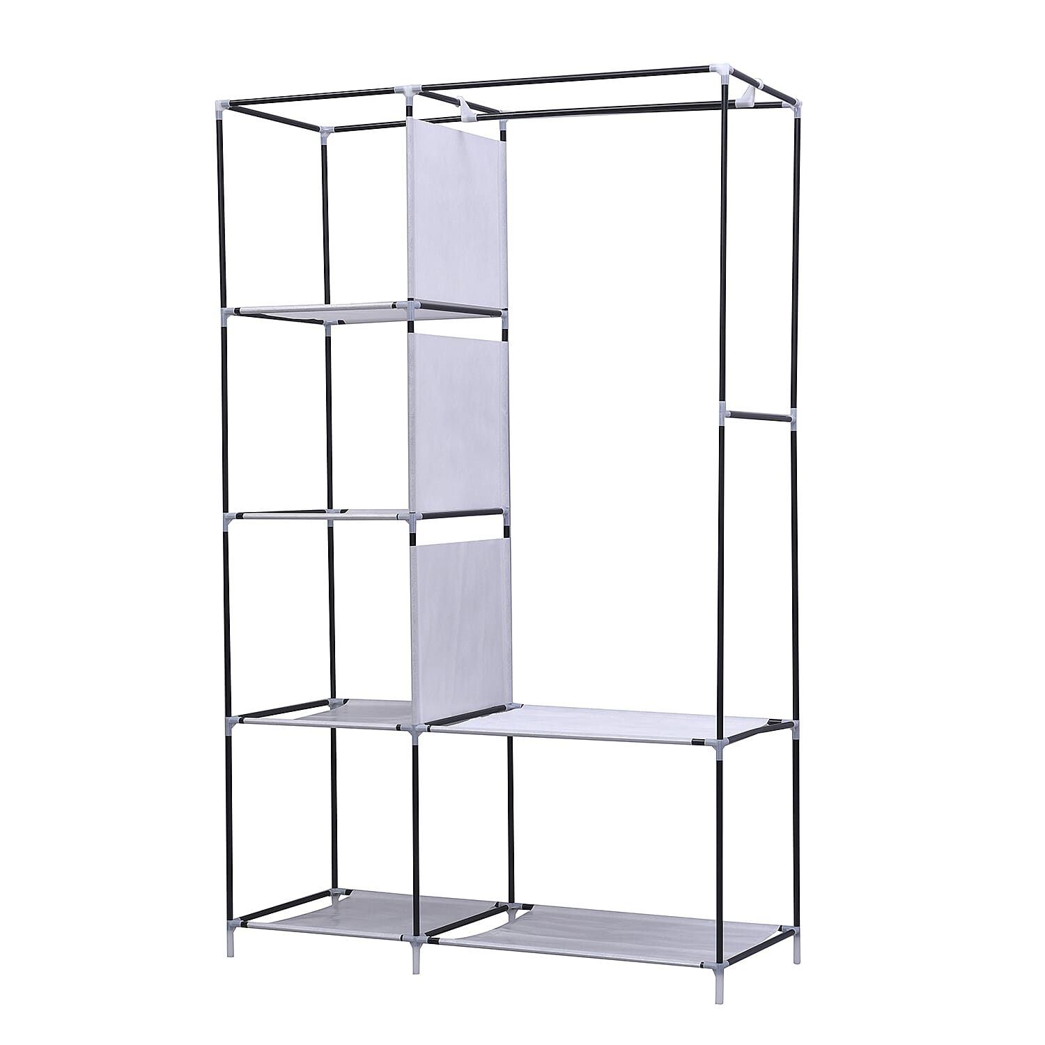 Multi Purpose- Collapsible Wardrobe with Zippered Door and Outdoor Pocket - Grey
