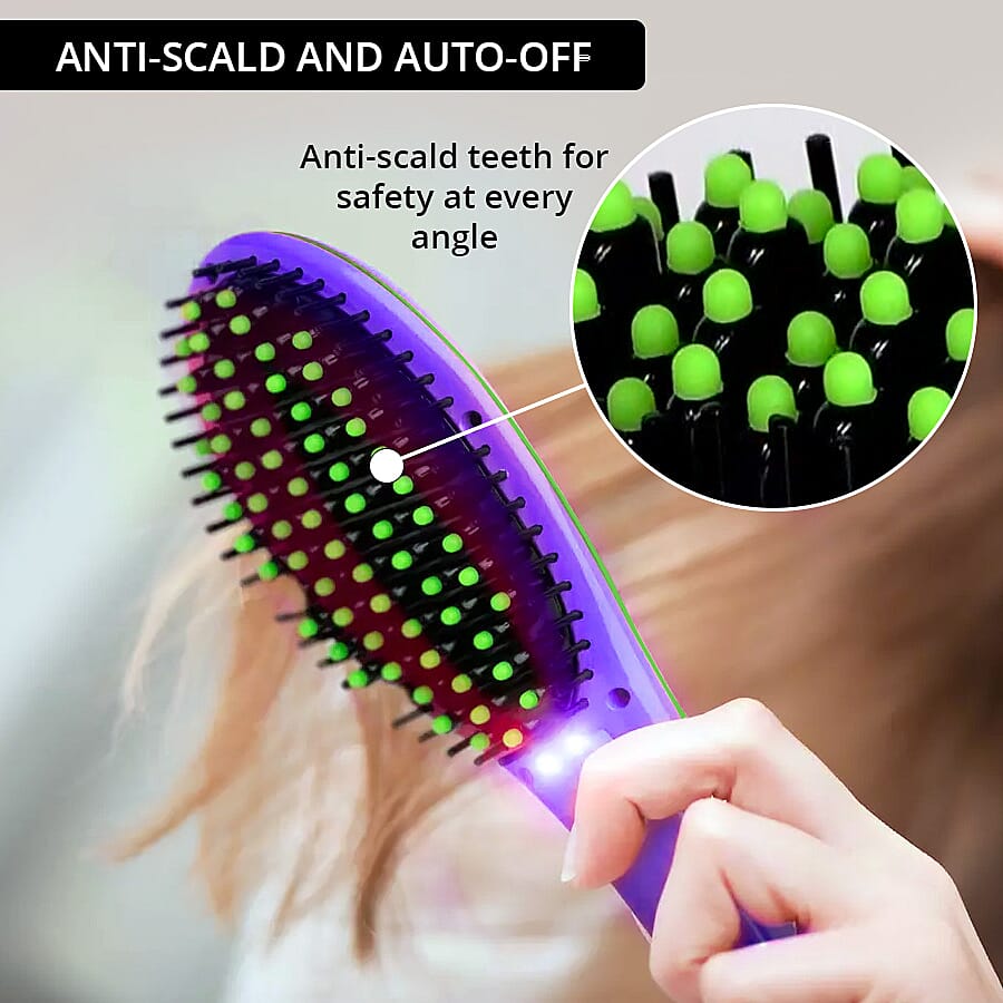 Procabello: Hair Straightening Brush Heated Ceramic Straightener Comb - Purple