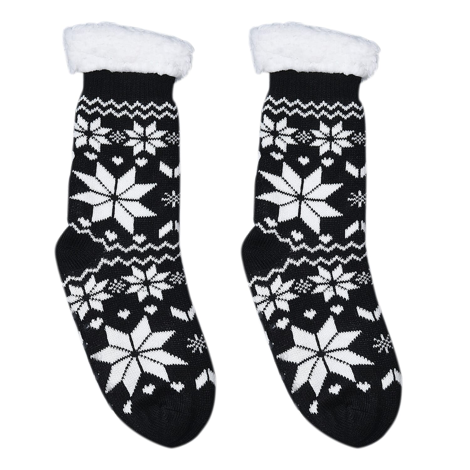 One Pair Lavender Oil Infused Sherpa Lined Cabin Socks - Black