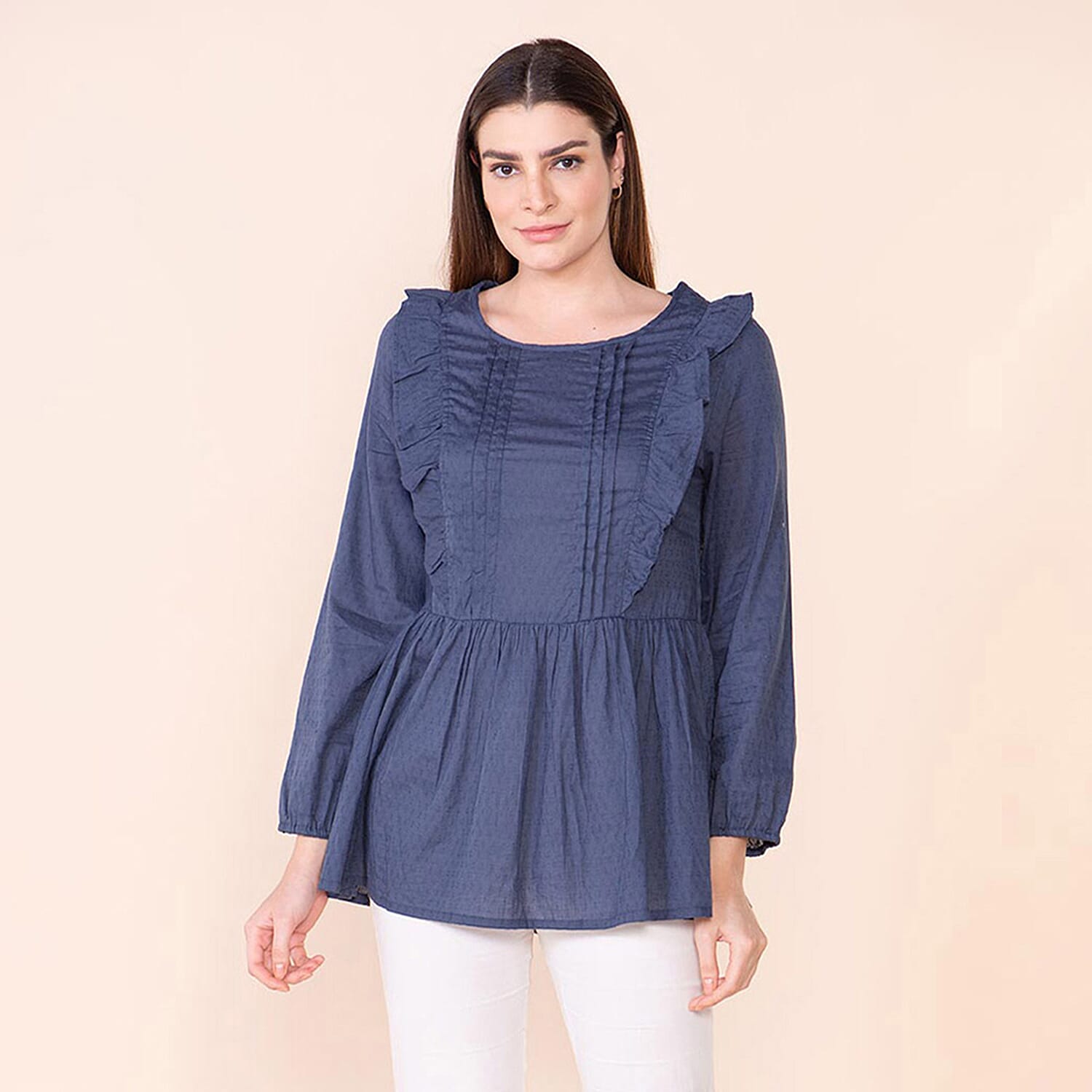 TAMSY 100% Cotton Plain Top (Size 8) - Navy Blue