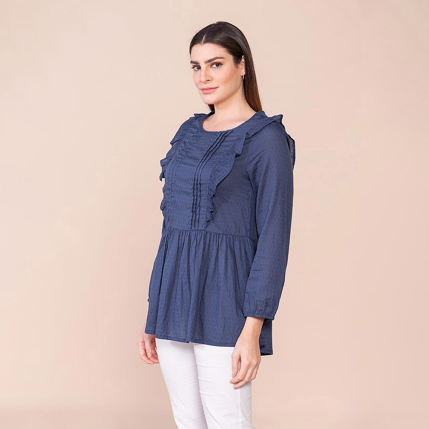 TAMSY 100% Cotton Plain Top (Size 8) - Navy Blue