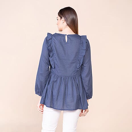 TAMSY 100% Cotton Plain Top (Size 12) - Navy Blue