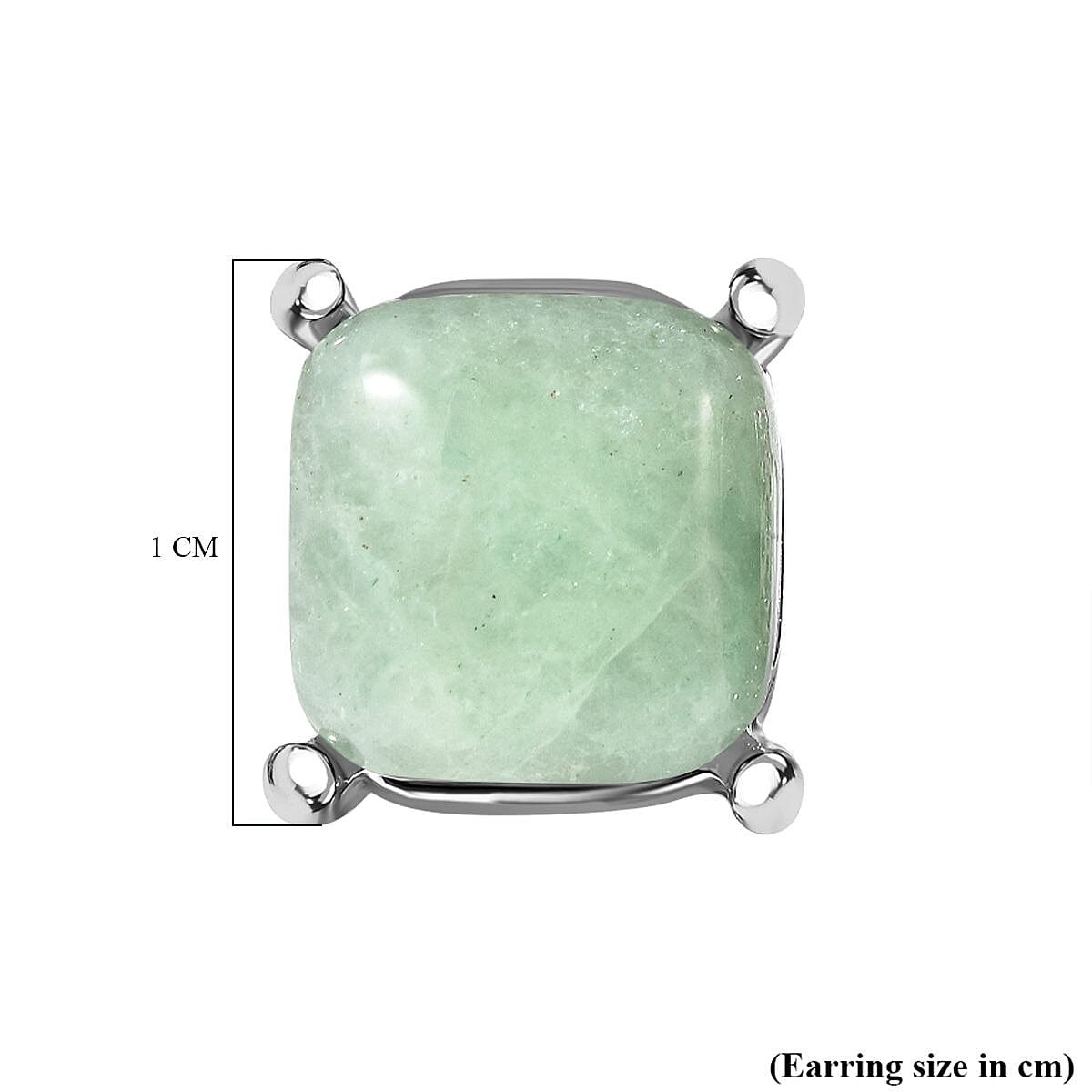 Green Aventurine Stud Earrings in Silver Tone