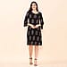 TAMSY VISCOSE Leaves Pattern Midi Dress - Black