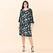 TAMSY VISCOSE Leaves Pattern Midi Dress - Black