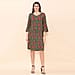TAMSY VISCOSE Leaves Pattern Midi Dress - Black