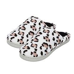 Leopard Pattern Memory Foam Home Slippers White and Black