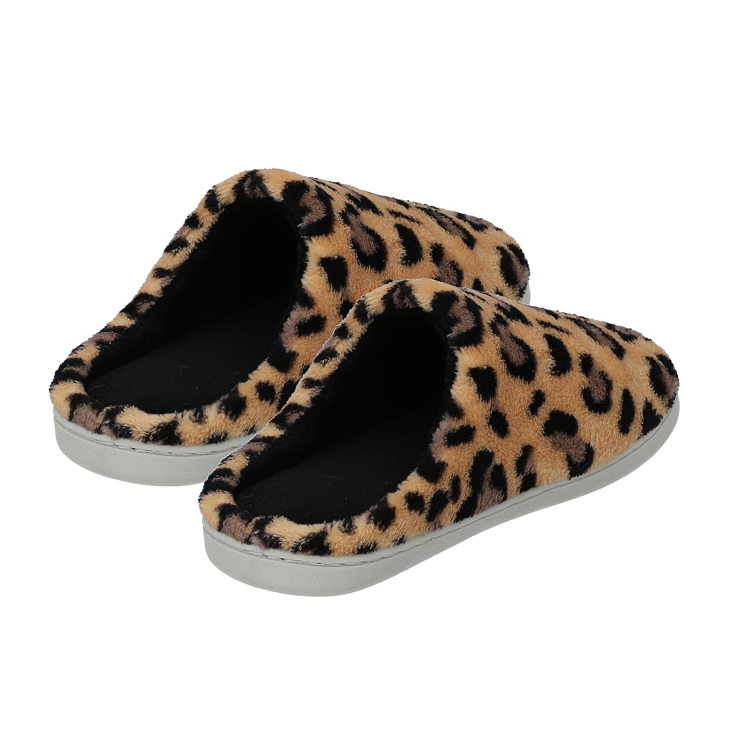 Leopard Pattern Memory Foam Home Slippers White and Black