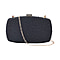 Crystal Decorative Clutch Bag with Long Chain Strap - Black