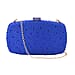 Crystal Decorative Clutch Bag with Long Chain Strap - Blue