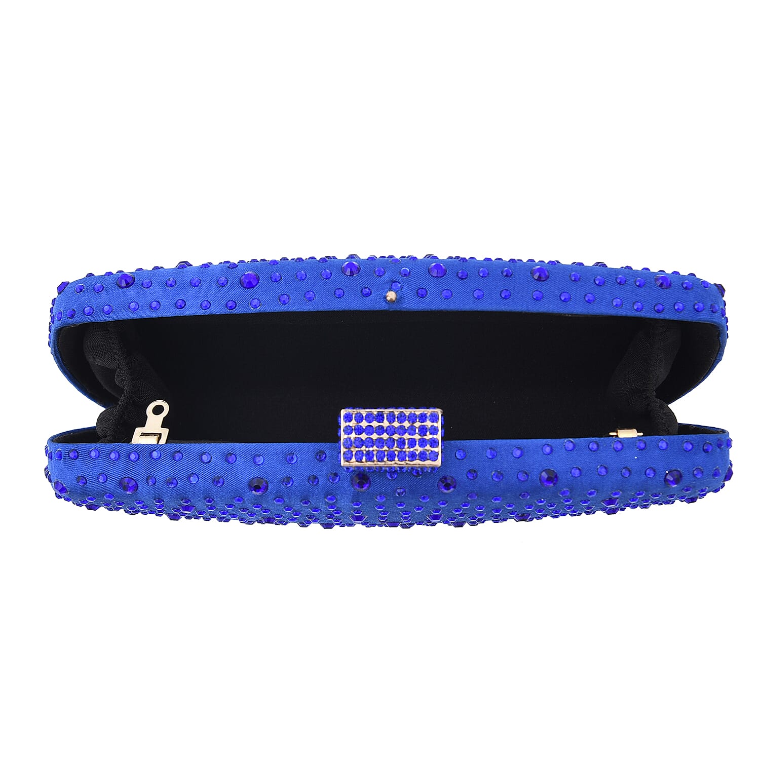 Crystal Decorative Clutch Bag with Long Chain Strap (Size 18x11x3Cm) - Blue