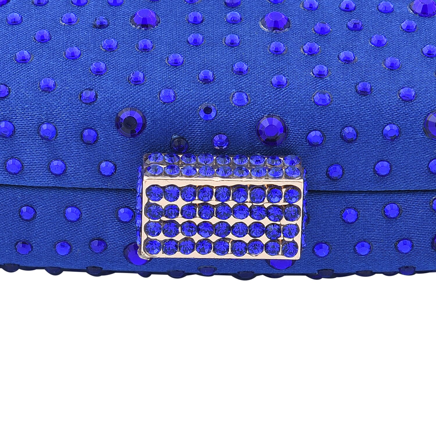 Crystal Decorative Clutch Bag with Long Chain Strap (Size 18x11x3Cm) - Blue