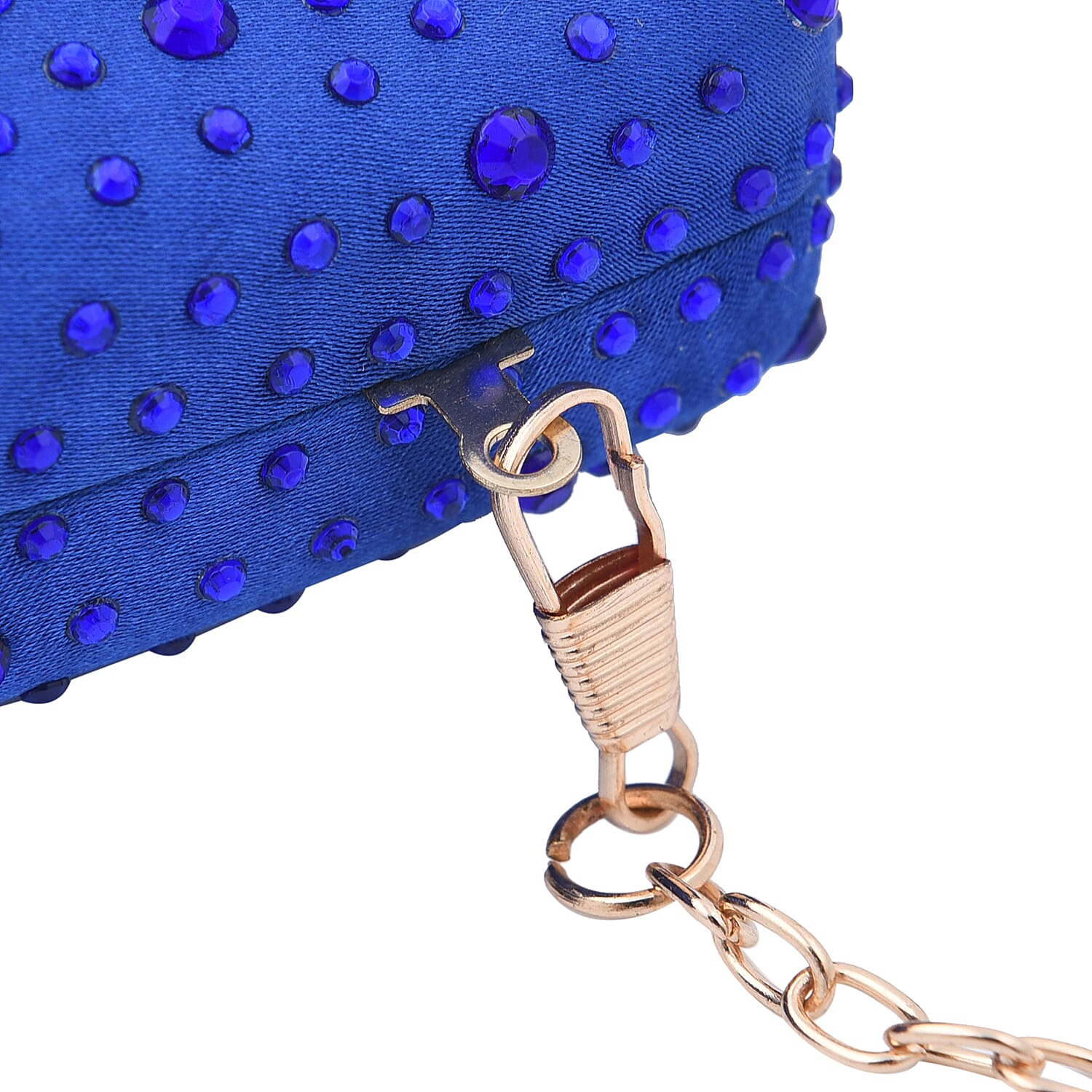Crystal Decorative Clutch Bag with Long Chain Strap (Size 18x11x3Cm) - Blue