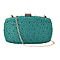 Crystal Decorative Clutch Bag with Long Chain Strap - Green