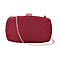 Crystal Decorative Clutch Bag with Long Chain Strap - Red
