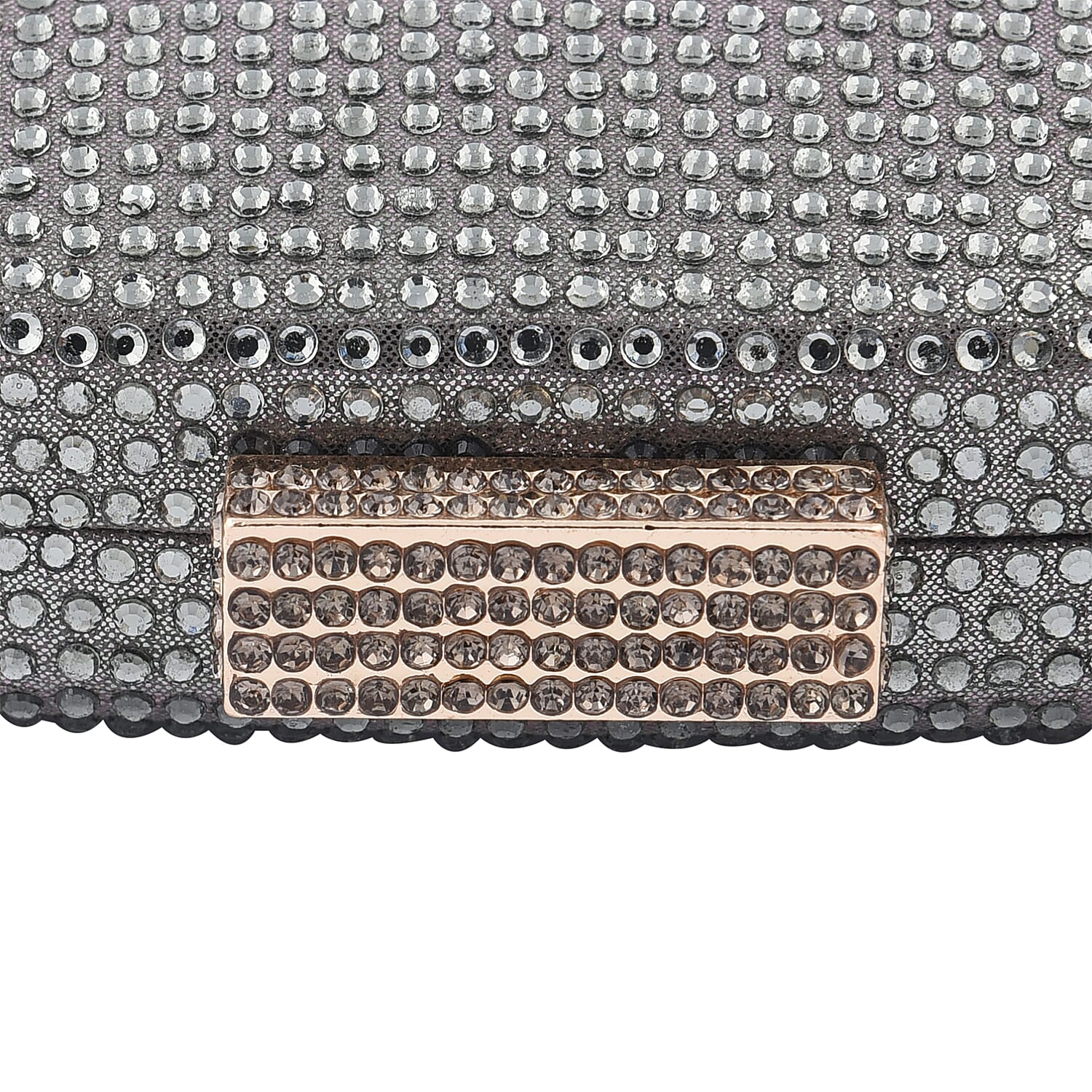 Crystal Decorative Clutch Bag with Long Chain Strap (Size 18x11x3Cm) - Grey & Green