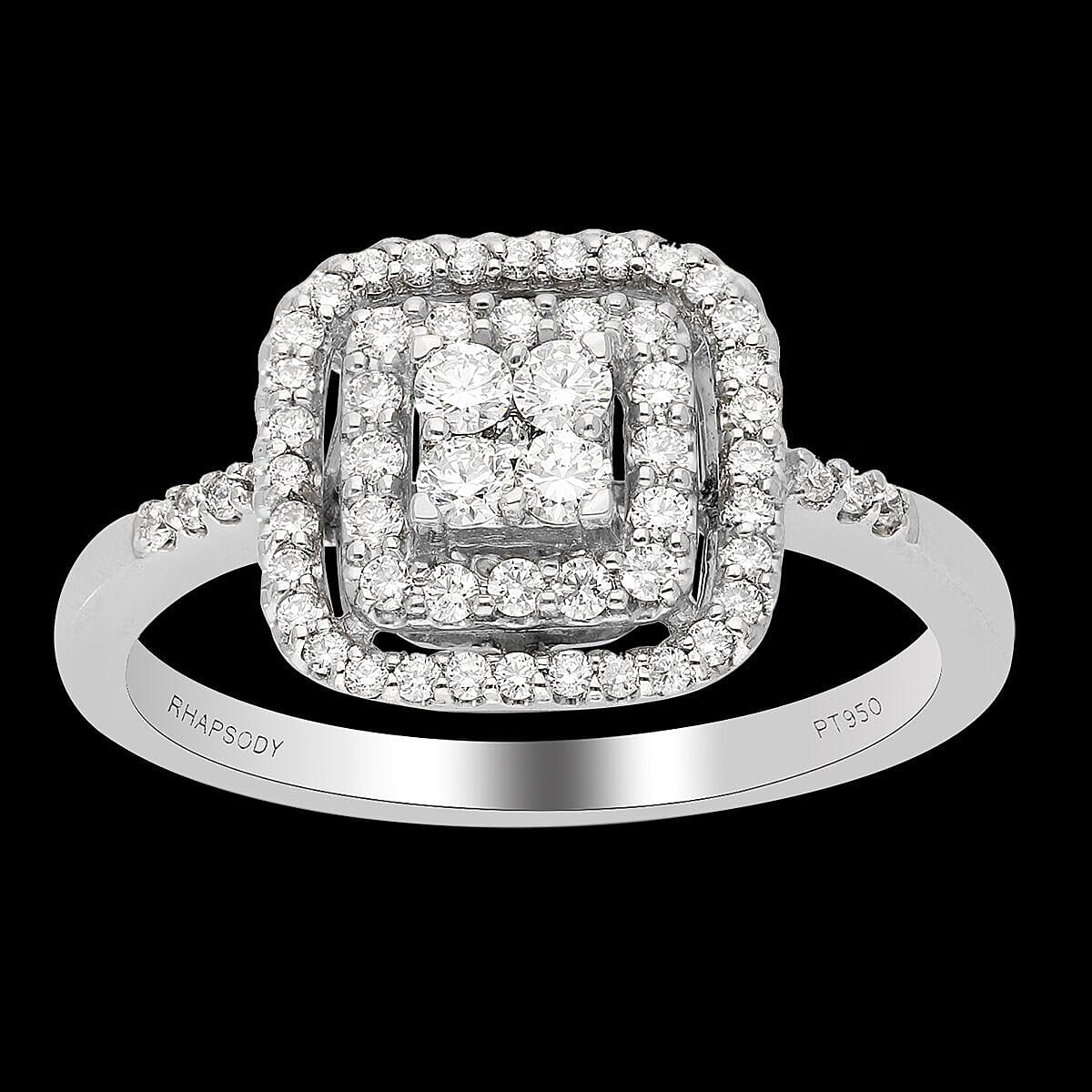 RHAPSODY 950 Platinum IGI Certified Diamond (VS-E-F) Ring 0.50 Ct, Platinum Wt. 5.73 Gms