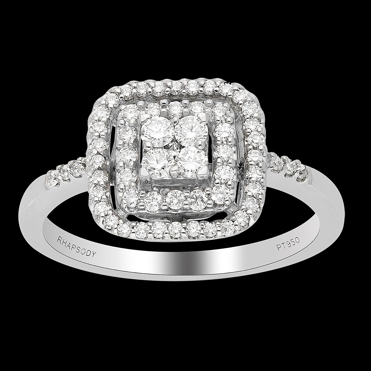 RHAPSODY 950 Platinum IGI Certified Diamond (VS-E-F) Ring 0.50 Ct, Platinum Wt. 5.73 Gms