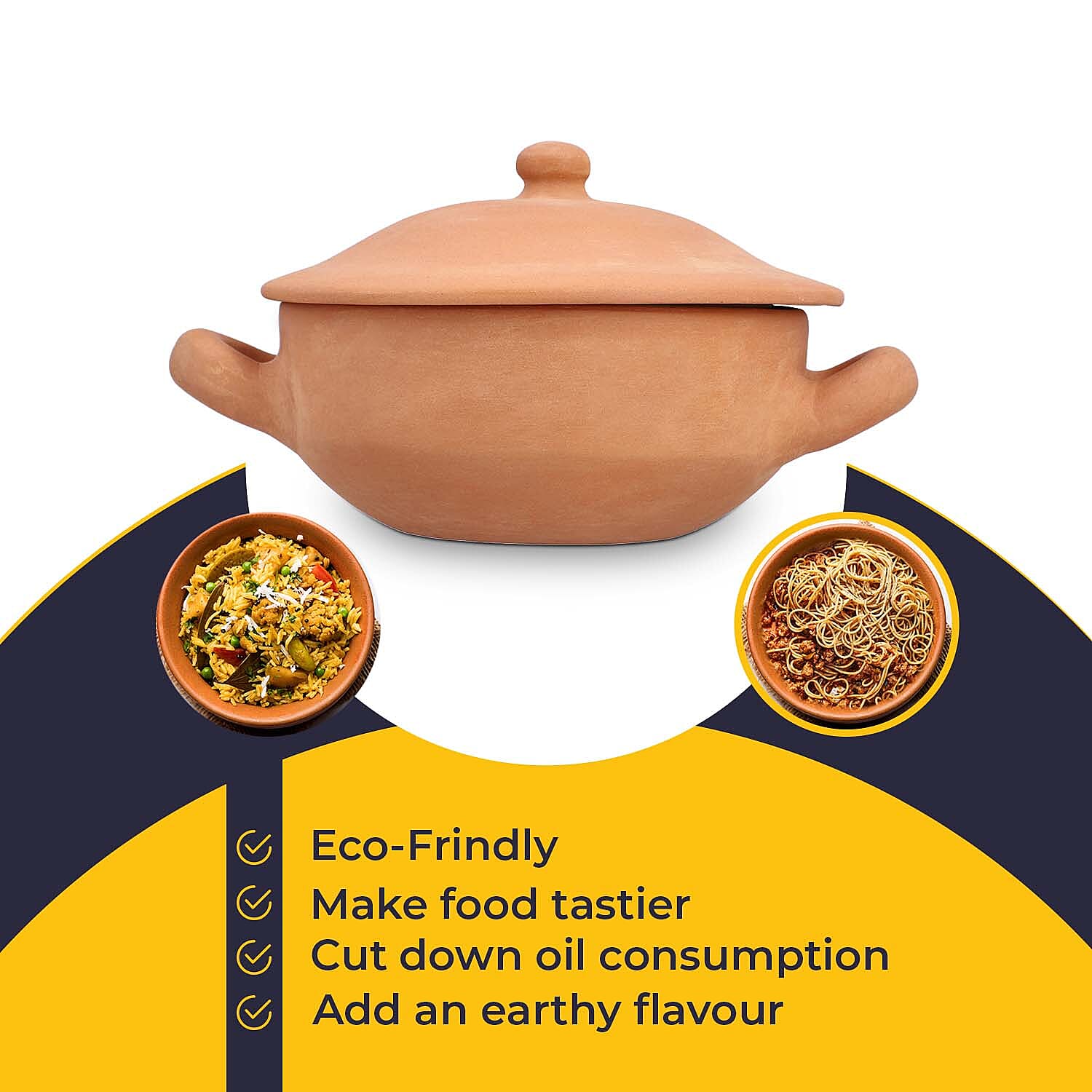 Handmade Terracotta Pot With Lid (Size 25x20x13 Cm)