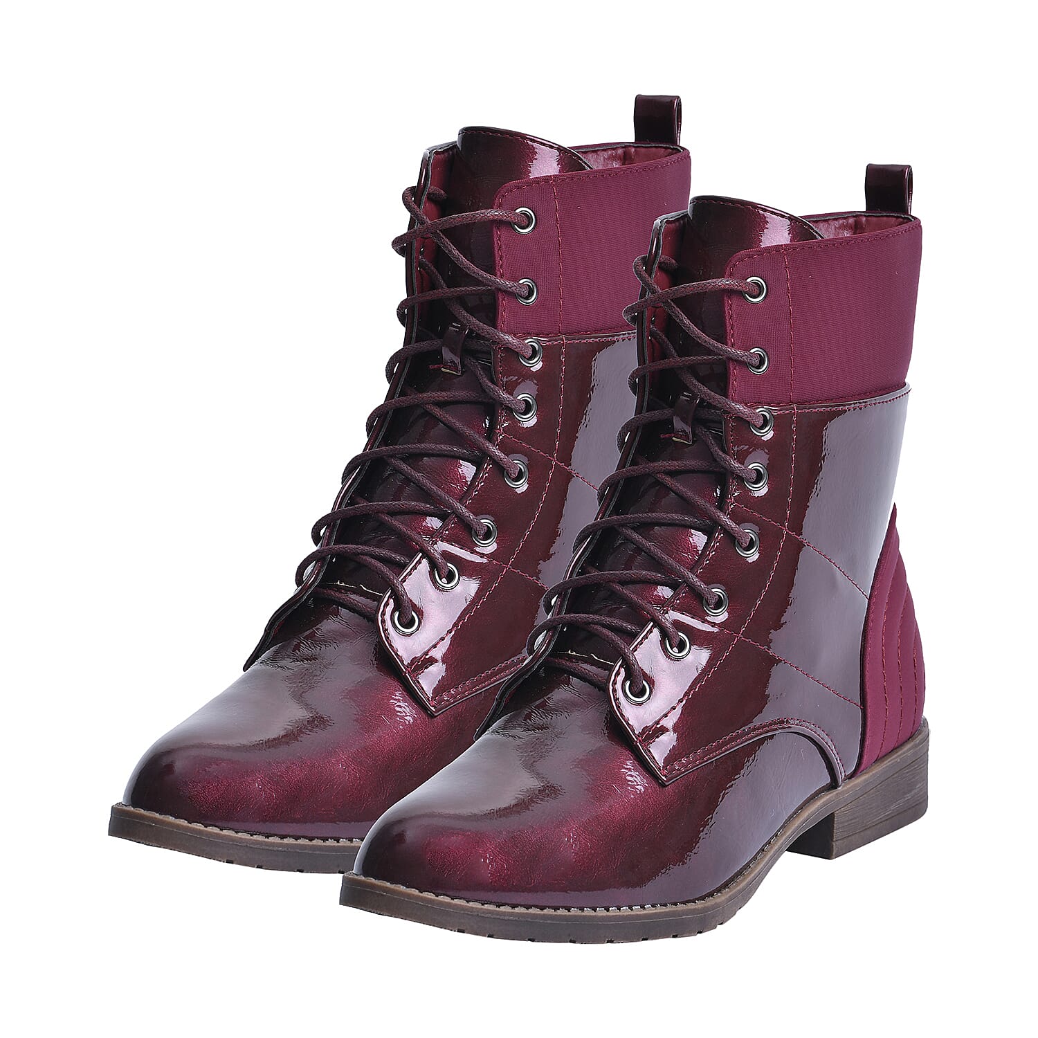 LA MAREY Women s Ankle Boots with Side Zipper Burgundy 7597793