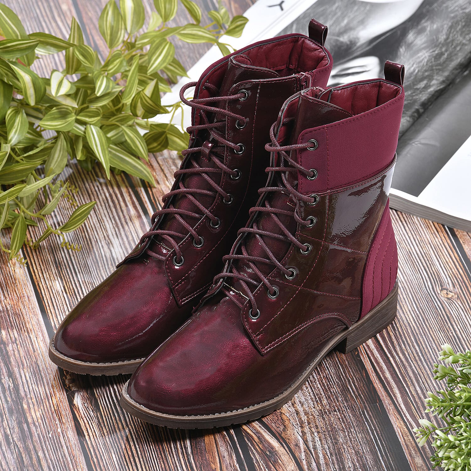 Burgundy ankle best sale boots womens