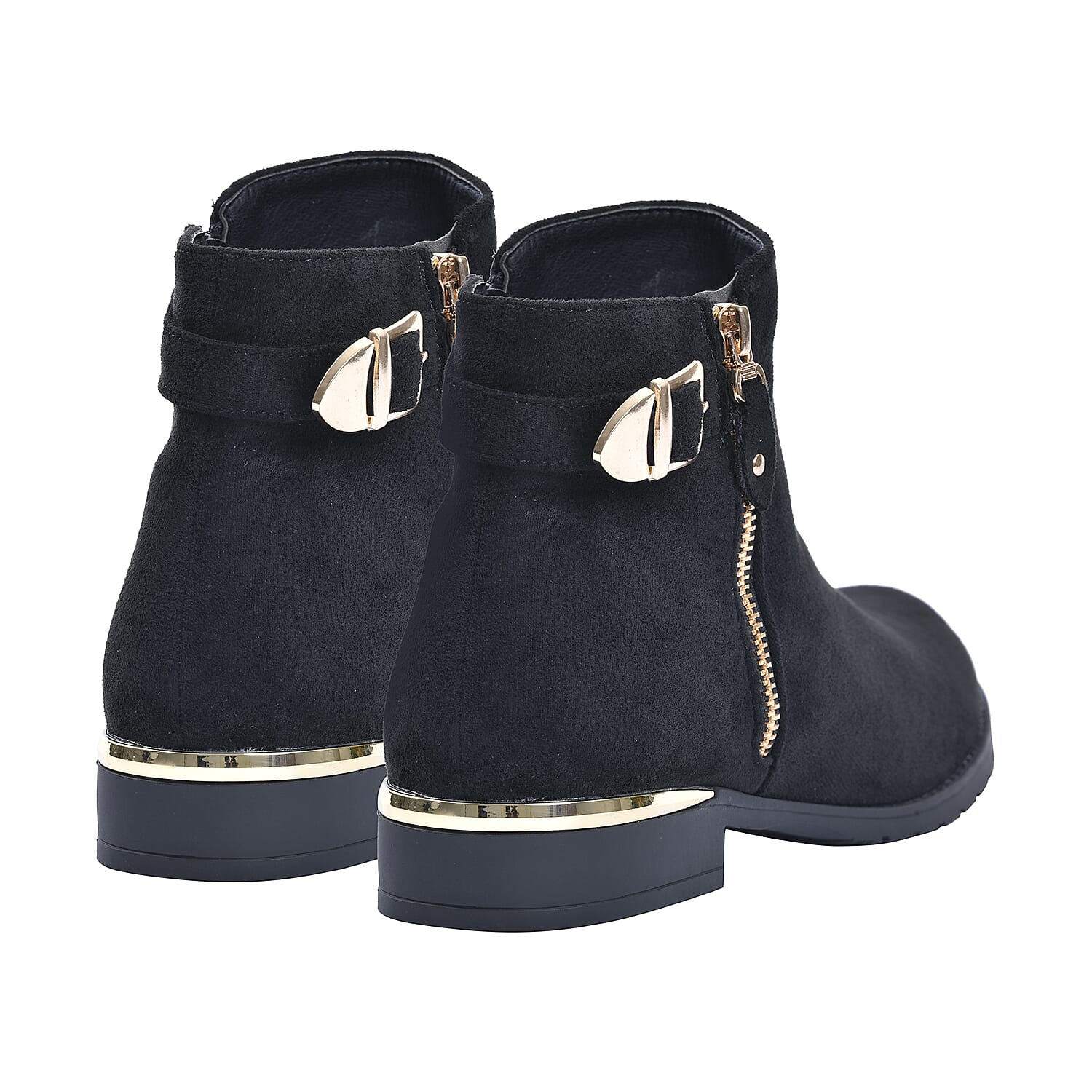 Ankle Boots with Side Zipper - Black