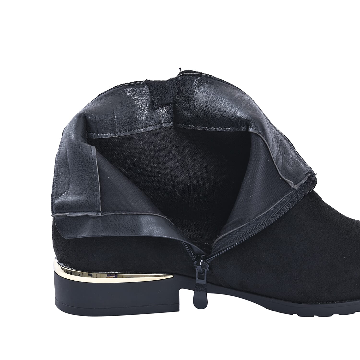 Ankle Boots with Side Zipper - Black