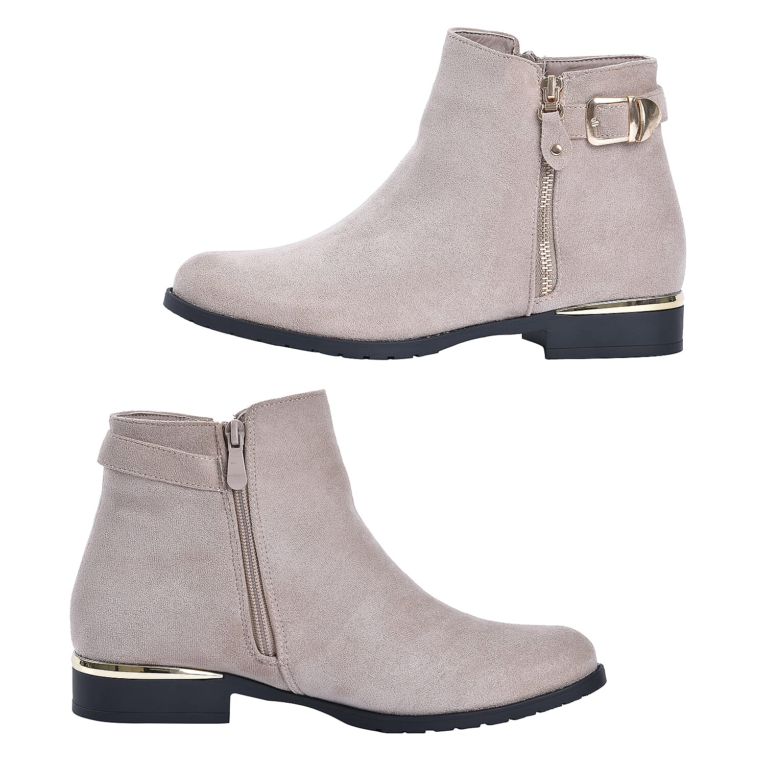 Ankle Boots with Side Zipper - Black