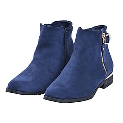 Ankle Boots with Side Zipper - Black