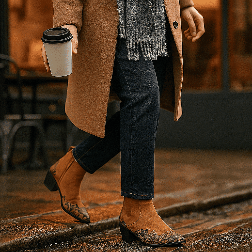 Snake Print Ankle Boots with Side Zipper - Black and Grey