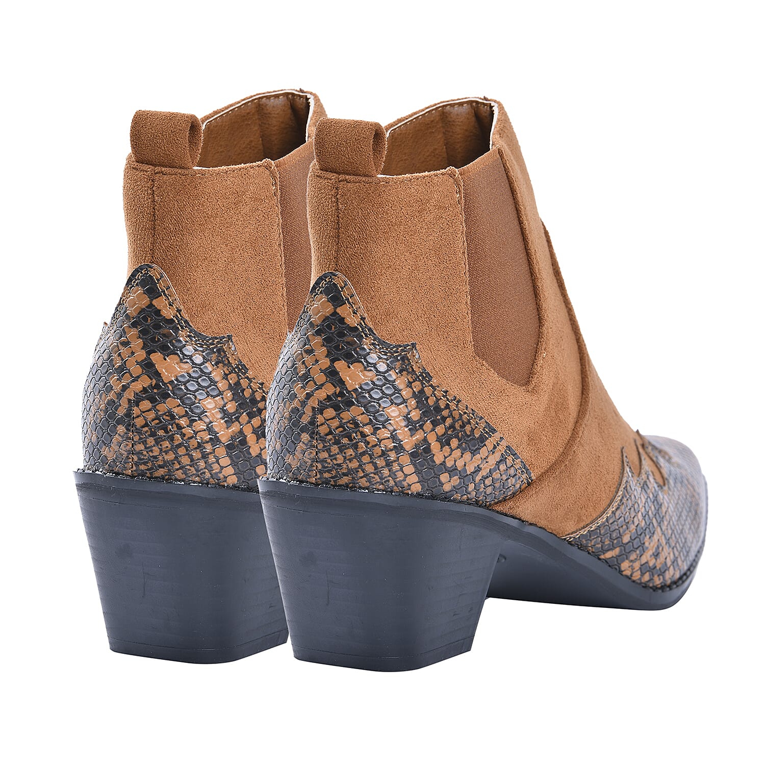 Snake Print Ankle Boots with Side Zipper - Black and Grey