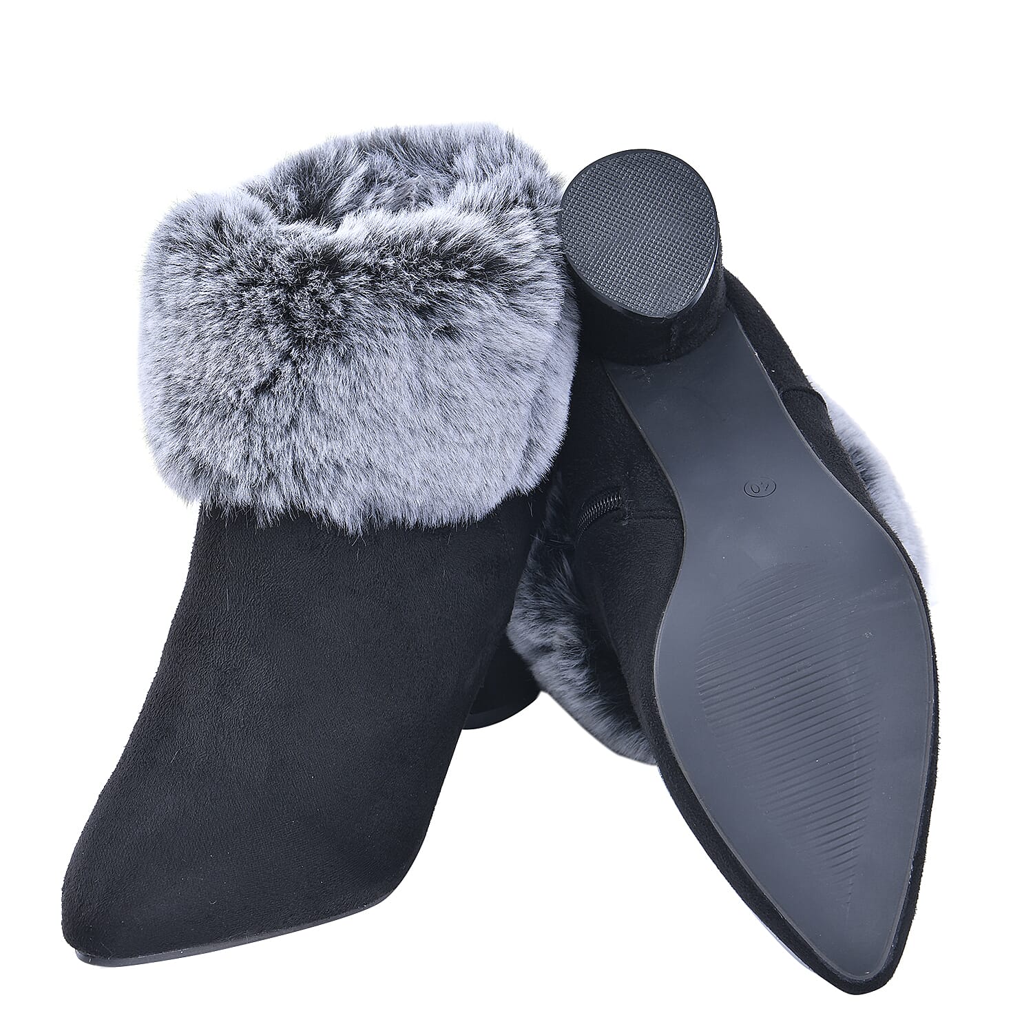 Ankle Boots with Side Zipper - Black