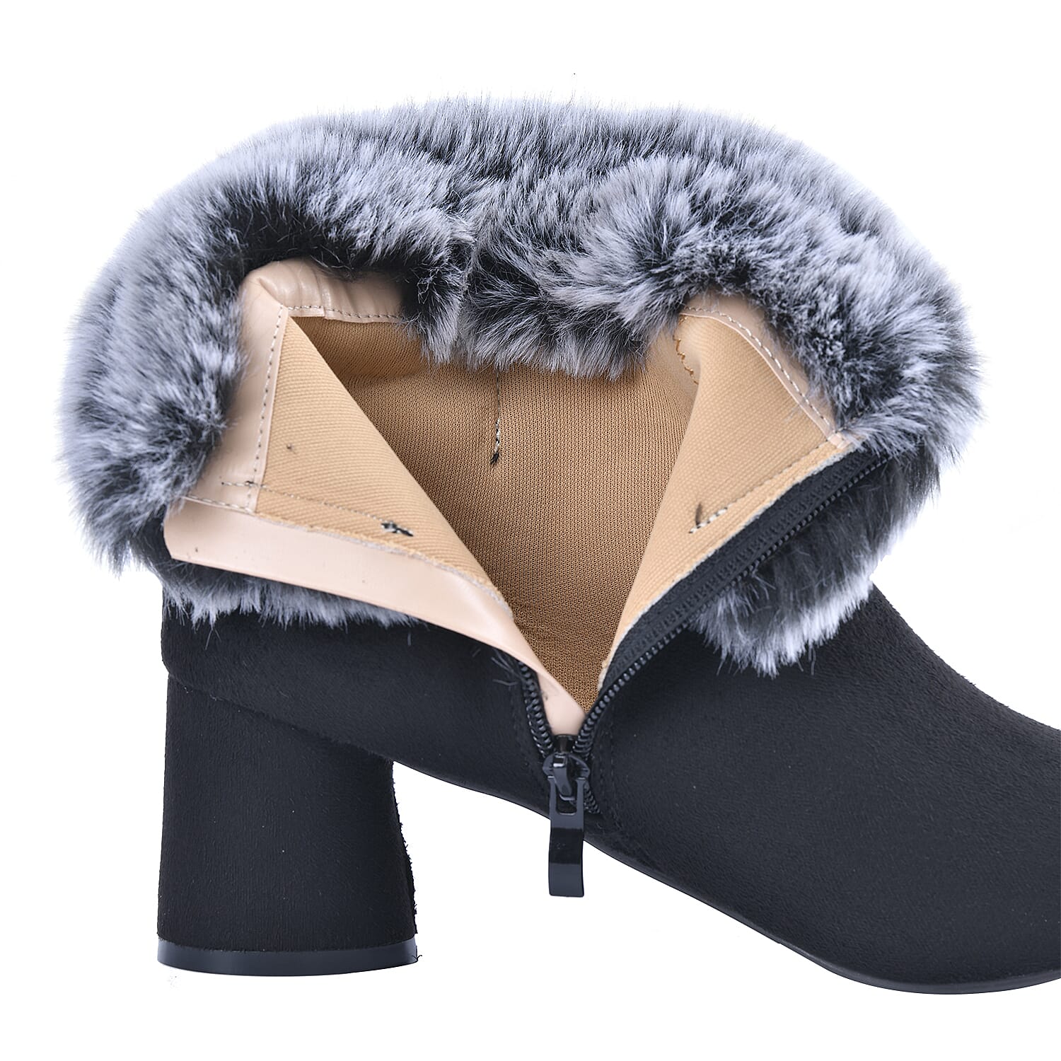 Ankle Boots with Side Zipper - Black