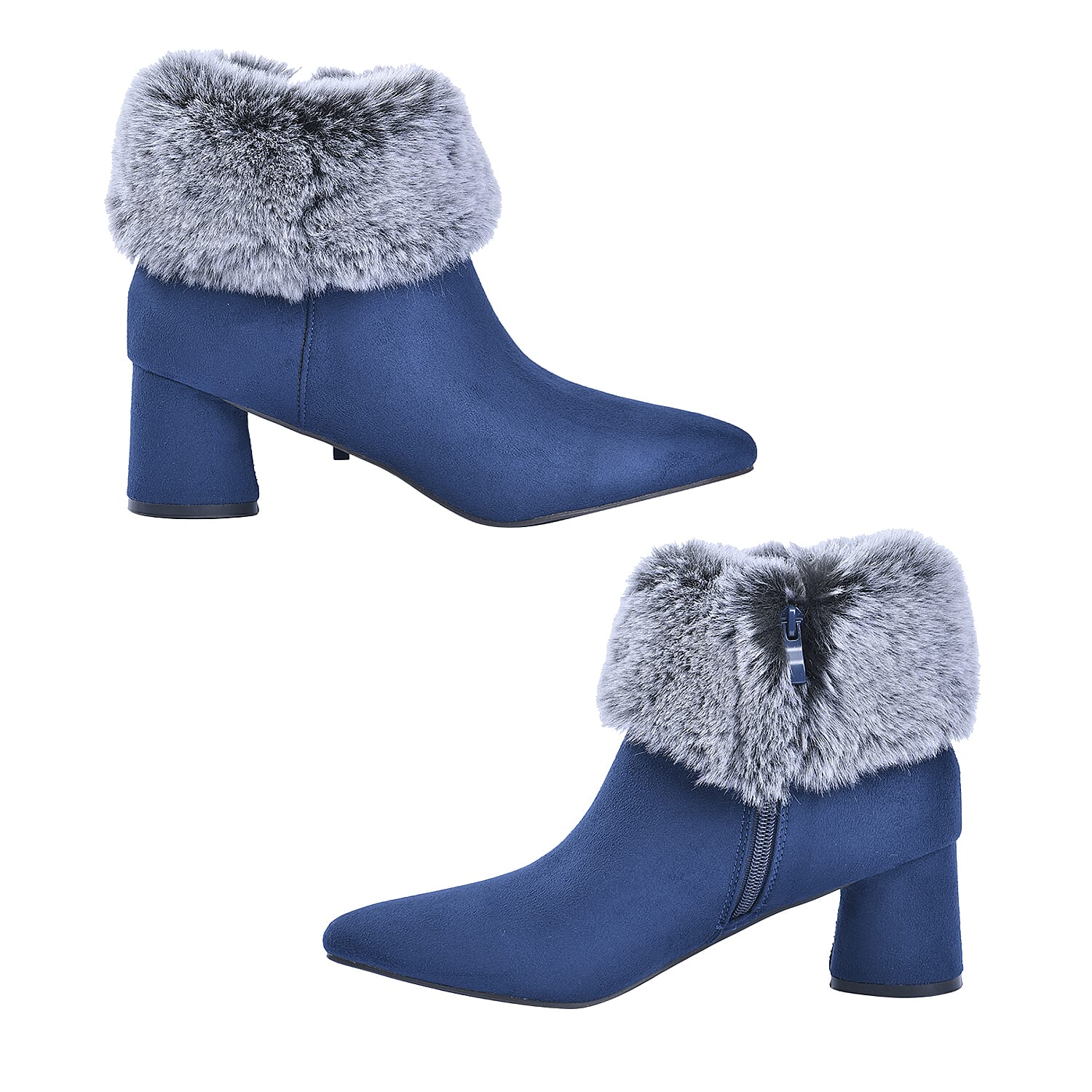 Ankle Boots with Side Zipper - Black