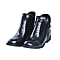 Croc Embossed Pattern Curb Chain Detail Ankle Boots - Black