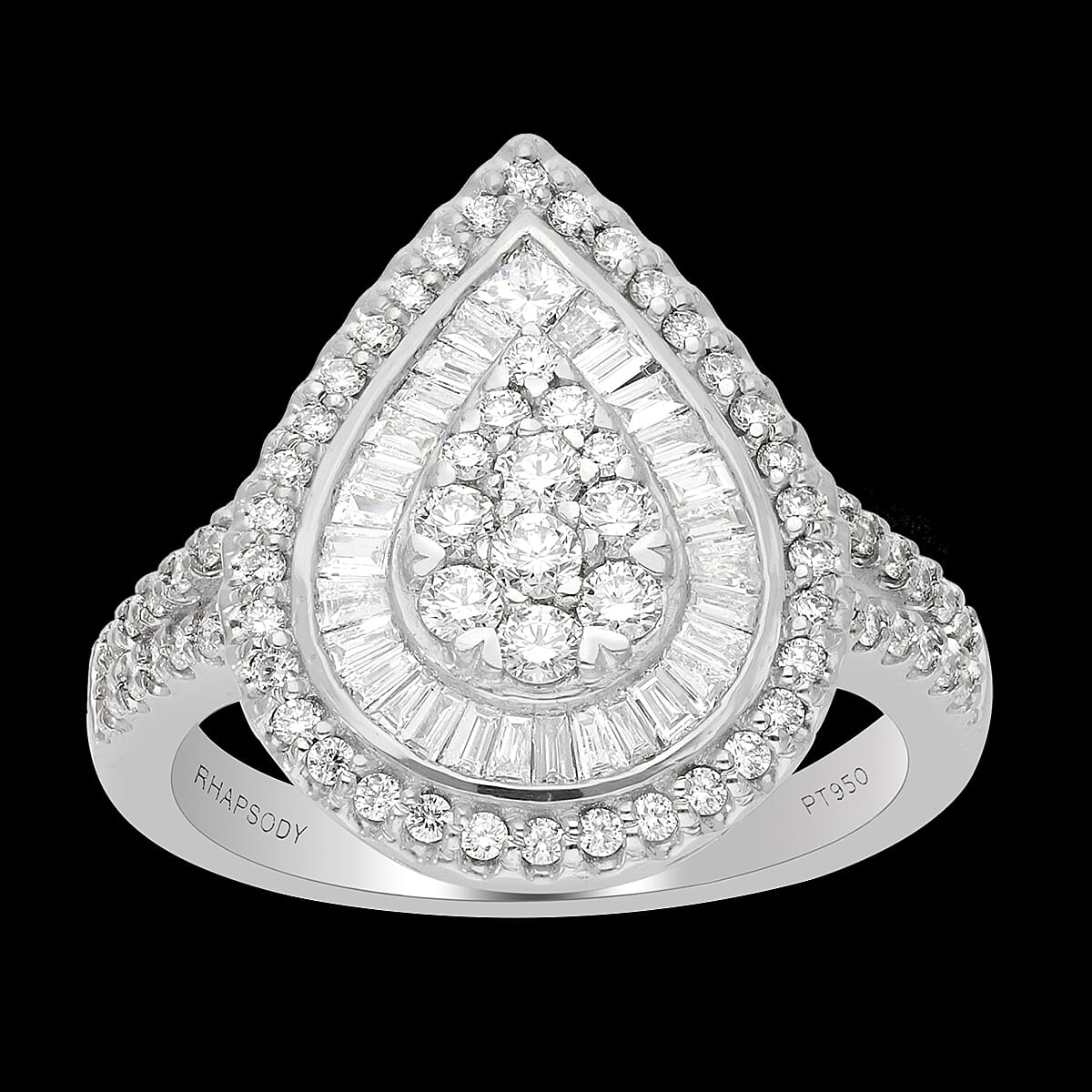 RHAPSODY 950 Platinum IGI Certified Diamond (VS-E-F) Ring 1.00 Ct, Platinum Wt 7.10 Gms.