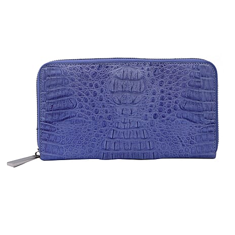 Exotic Crocodile Skin Wallet with Zipper Closure (19x10x2Cm) - Lavender