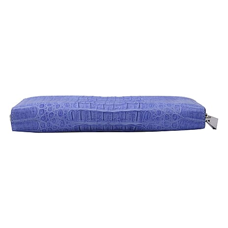 Exotic Crocodile Skin Wallet with Zipper Closure (19x10x2Cm) - Lavender