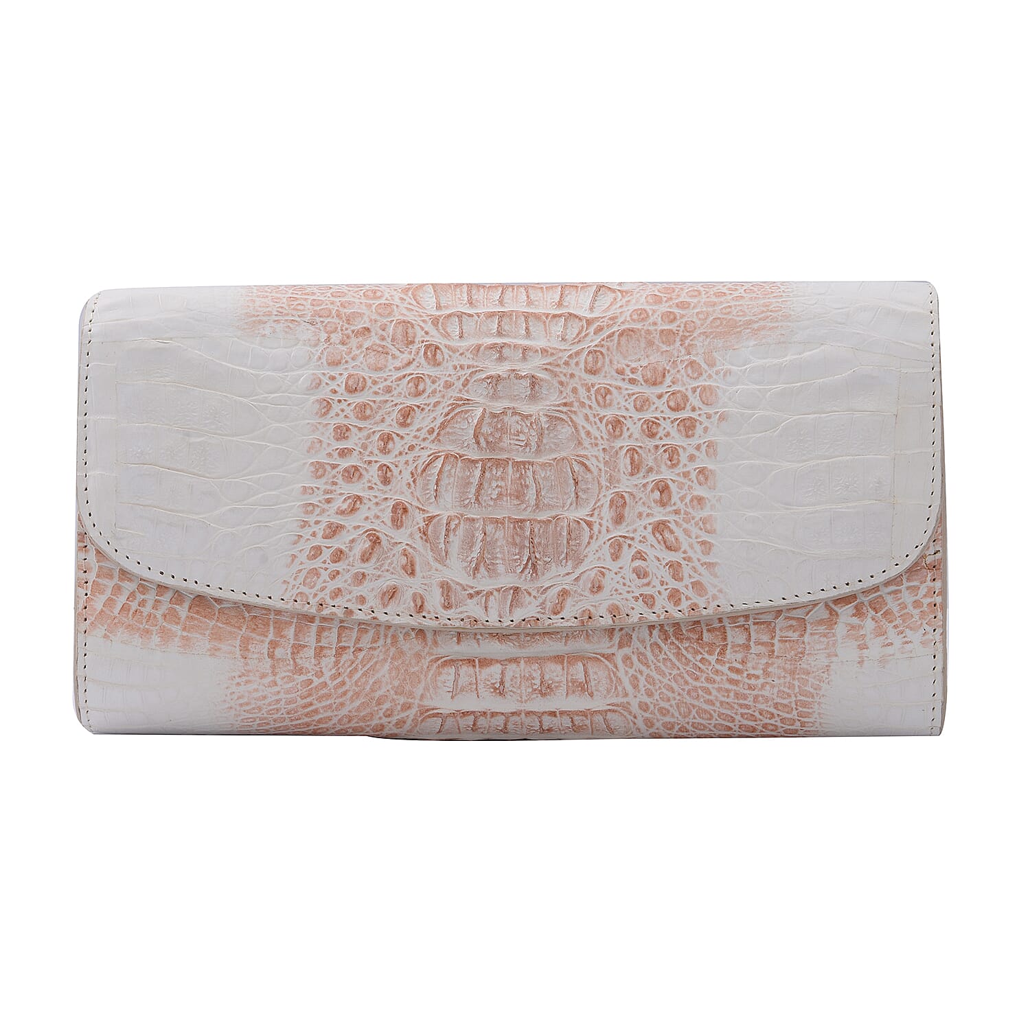 RIVER 100% Genuine Crocodile Leather Wallet with Magnetic Lock(19x10x3Cm) - Natural Brown